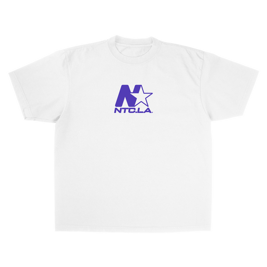 NTC LA STAR LOGO WHITE/ROYAL PURPLE TEE